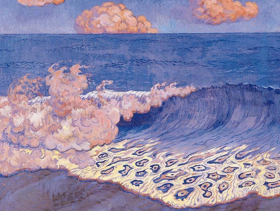 Art by French painter Georges Lacombe titled 'Blue Seascape, Wave Effect' (1893)