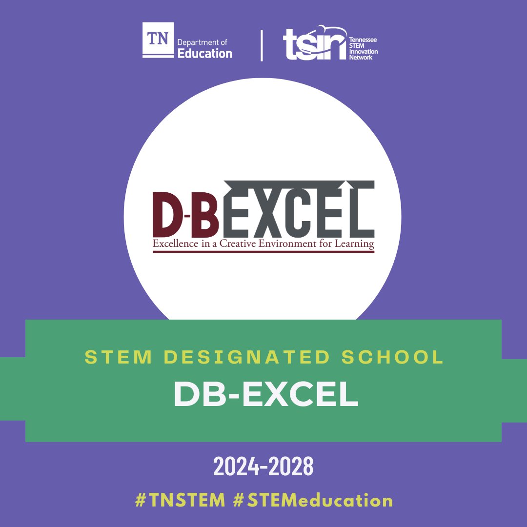 We are proud to announce that we have been redesignated as a TN STEM School by <a href="/TNedu/">TN Dept of Education</a> and <a href="/theTSIN/">Tennessee STEM Innovation Network</a>. Thanks to our educators, students, and community we continue to lead &amp; innovate in STEM education! Learn more about school designation: tnstemdesignation.org
#TNSTEM #STEMedu