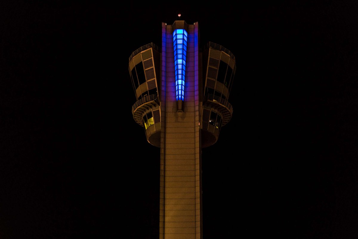 The #PHLAirport Ramp Tower shines blue tonight to celebrate the 20th anniversary of @SouthwestAir in Philadelphia. Cheers to 20 years!