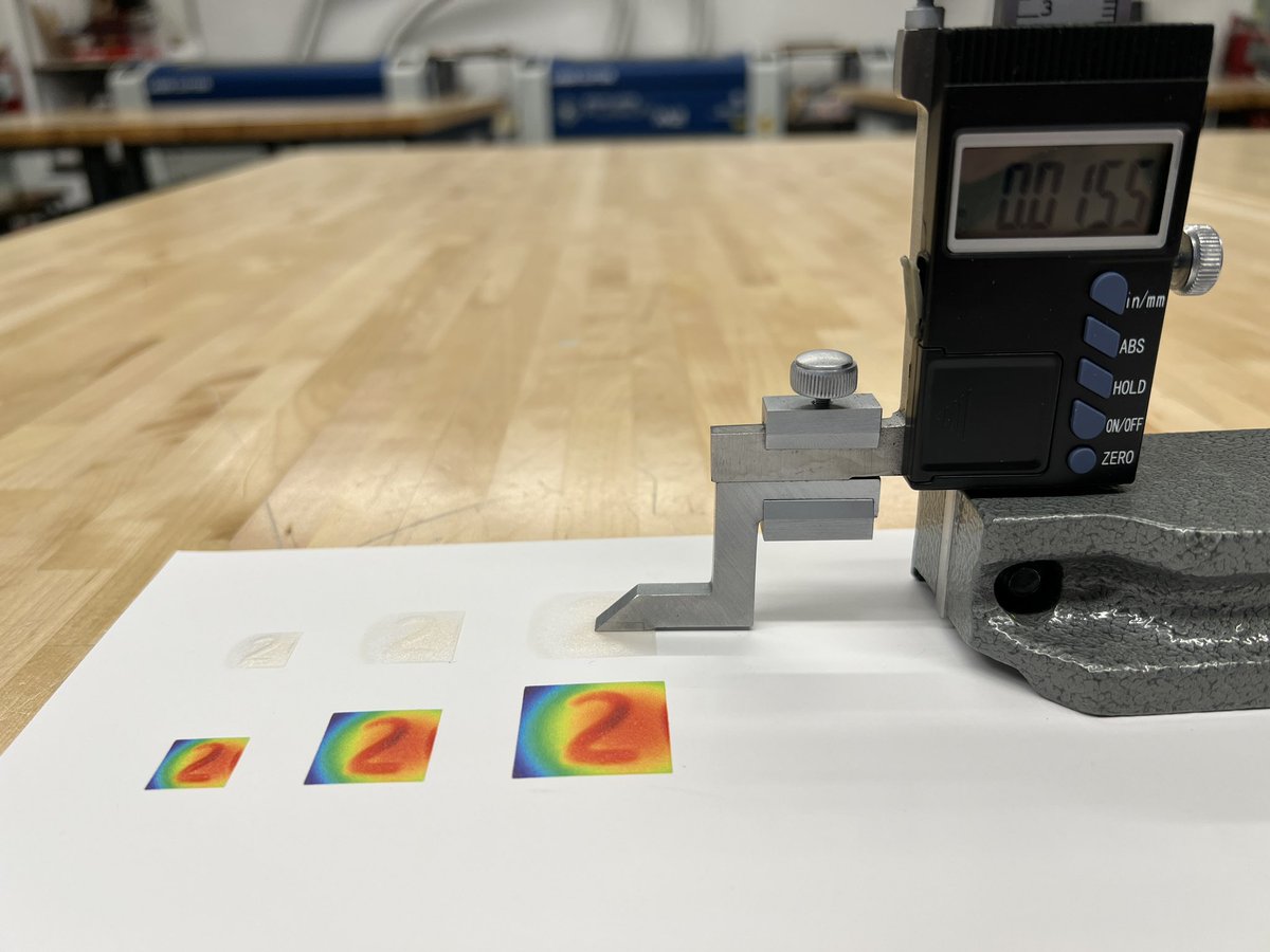 Getting nerdy in the #makerspace. New software for school scanning electron microscope outputs height map & heat map. Printed height-map on UV printer w/10 gloss layers & then color heat map on top. Textured print 0.015” tall so you can feel surface. #MakerspaceLife