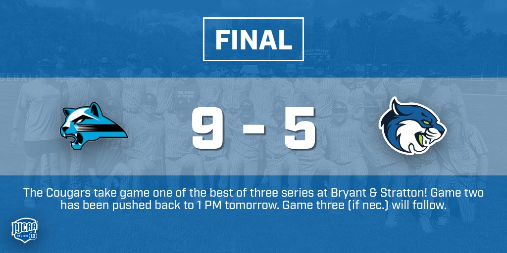 NJCAA Region 12 (@njcaaregion12) on Twitter photo ⚾️ Division II Baseball Tournament
<a href="/KVCC_Baseball/">KVCC Baseball</a> tops Bryant & Stratton in game one of their best of three series in Ohio, 9-5! Game two has been pushed back to a 1 PM start tomorrow. Game three (if nec.) will follow. ⚾️ Division II Baseball Tournament
<a href="/KVCC_Baseball/">KVCC Baseball</a> tops Bryant & Stratton in game one of their best of three series in Ohio, 9-5! Game two has been pushed back to a 1 PM start tomorrow. Game three (if nec.) will follow.