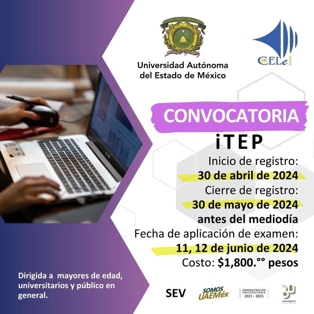 ✅🧑‍💻|CERTIFICACIÓN iTEP ACADEMIC
Evaluación de Inglés para Universidades y Profesionales.
👉 sev.uaemex.mx/images/PDF/con… 👈
Conoce nuestra nueva integrante y regístrate!🤩
#CELeUAEMéx
#CELe65
#SomosUAEMéx 💚💛