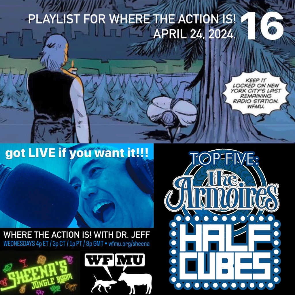 Where The Action Is! with Dr. Jeff at WFMU spins The Armoire and The Half-Cubes, with both in  theTop Five with their latest singles out now at bigstirrecords.com! Hear the show at:
wfmu.org/playlists/WH
#WFMU #WhereTheActionIs # #IndiePop #PowerPop #JangleRock