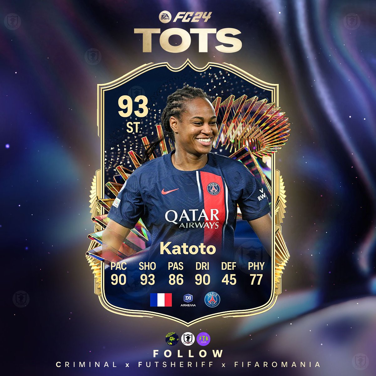 🚨Katoto🇫🇷 is coming as LIGUE 1 TOTS soon!🔥

Stats are prediction!

Make sure to follow @FutSheriff @Criminal__x @fifa_romania !
#fc24