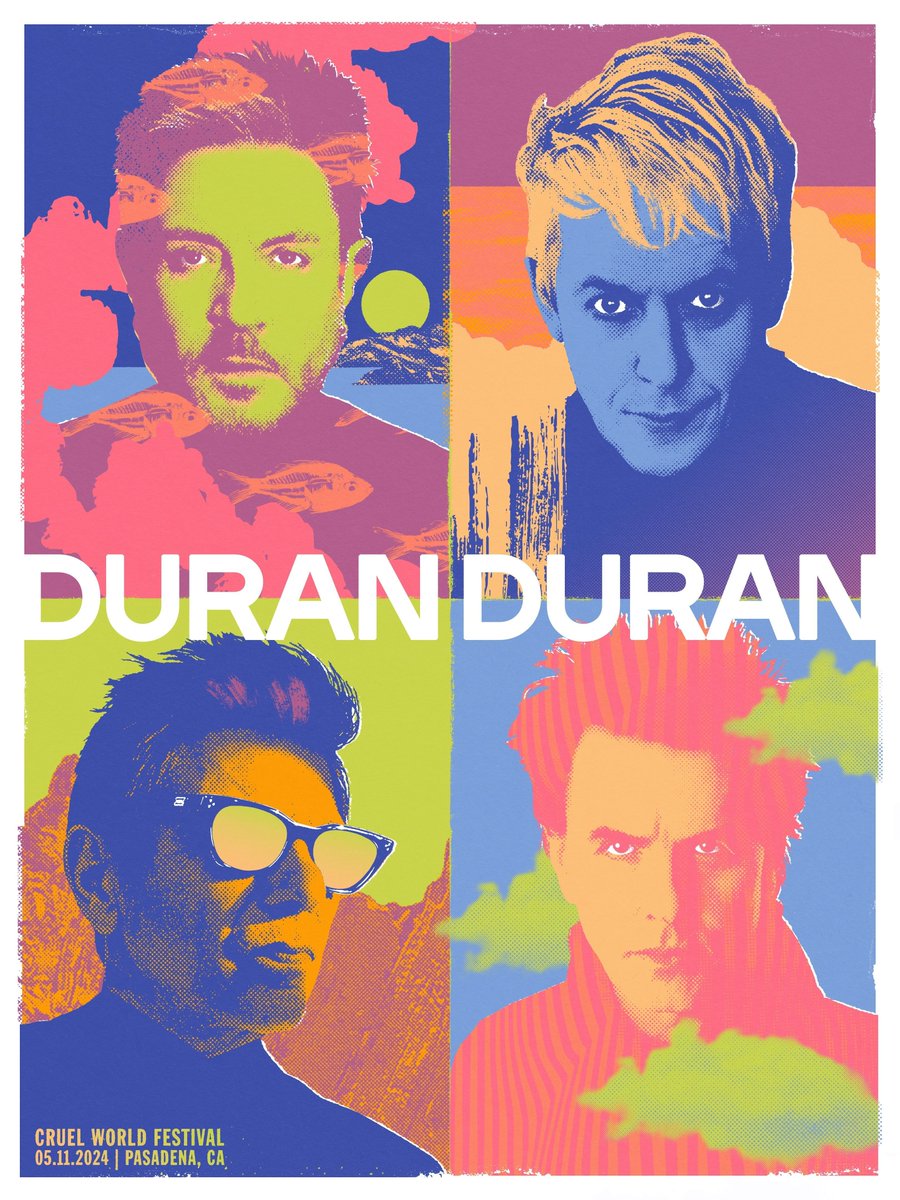 New Duran Duran poster made exclusively for their performance at @cruelworldfest by @Mattlineham! Make sure to grab one at the show before they sell out. DDHQ hopes someone saves us one!