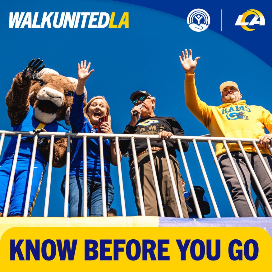 Get ready for a day of community, fun and impact at @SoFiStadium this Saturday for #WalkUnitedLA with UWGLA and @RamsNFL 💙💛 raceroster.com/events/2024/85…