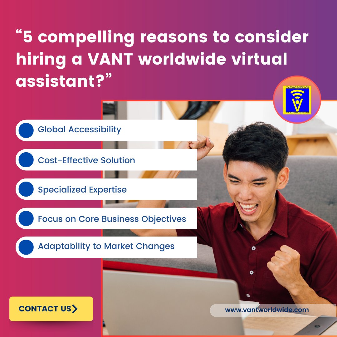 With VANT, you gain access to a dedicated team of skilled professionals ready to handle your administrative tasks, manage your schedules, and provide expert support tailored to your business needs.

#vantworldwide #virtualservices #realestate #healthcareva #bigtosmallbusiness
