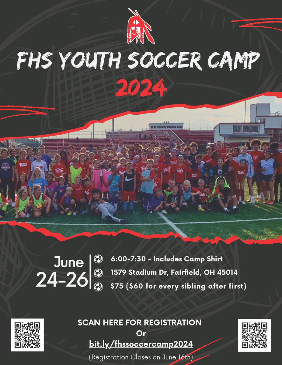Mark your calendars! The FHS youth soccer camp is BACK! ⚽️