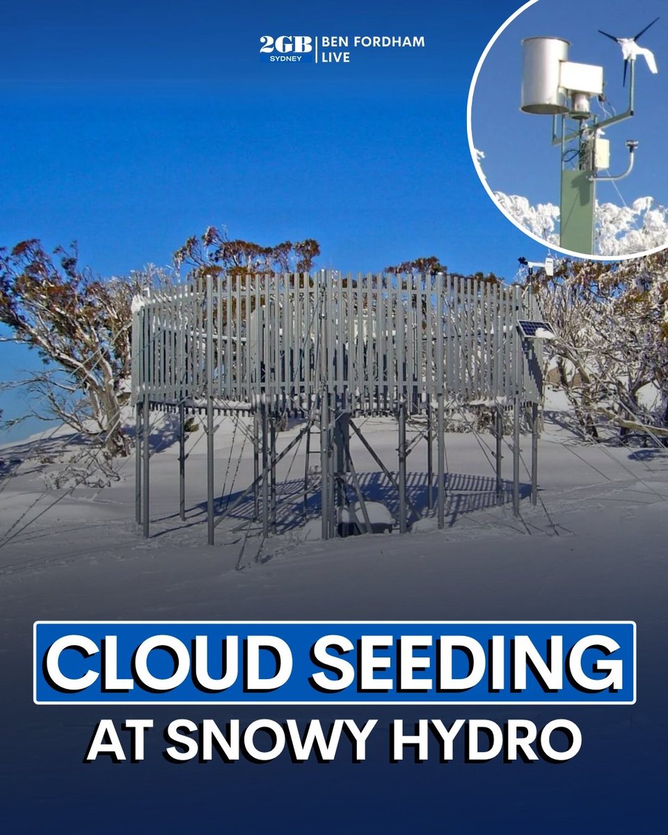 It’s not a conspiracy theory… Snowy Hydro is cloud-seeding. They’re pumping chemicals into the air to try and artificially increase rainfall. Listen to Ben explain what they’re up to HERE. 🎧 omny.fm/shows/ben-ford…🎧