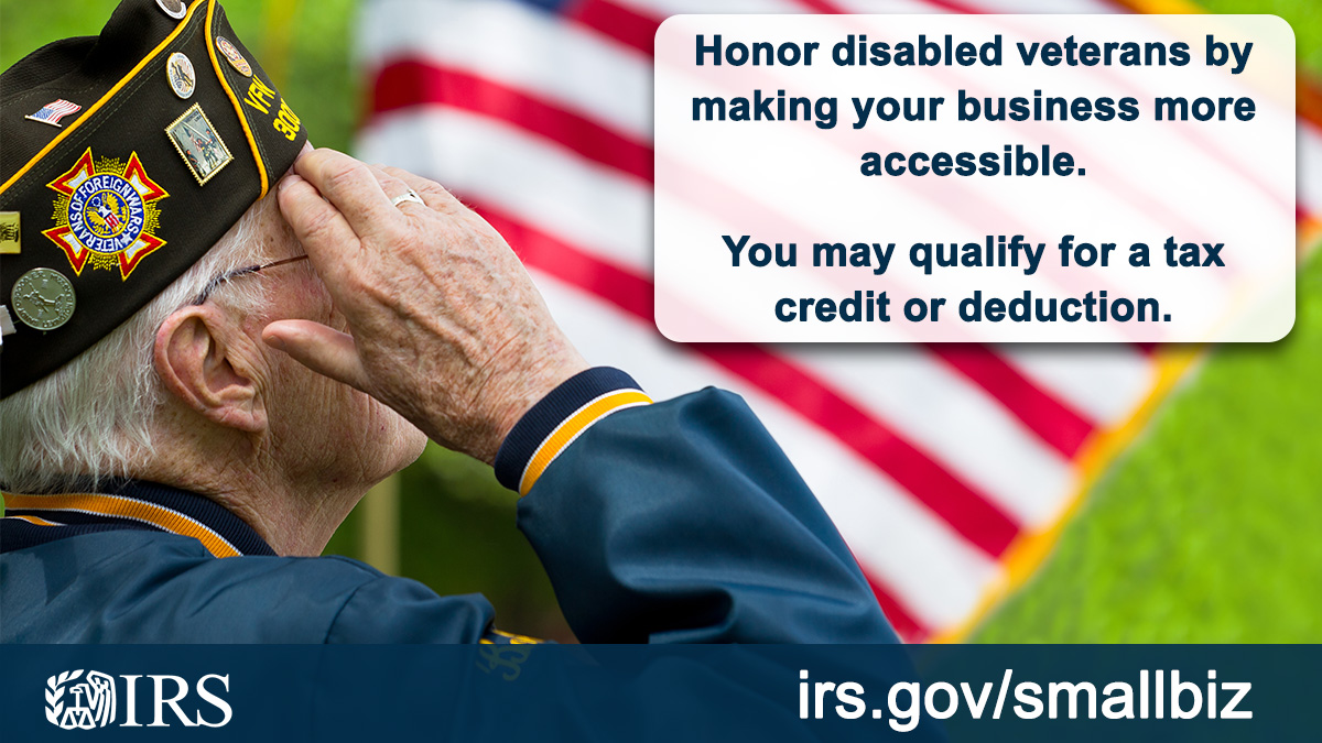 This #NationalMilitaryAppreciationMonth, consider honoring disabled vets by making your business more accessible – This may even qualify you for an #IRS business tax credit or deduction: ow.ly/Hkc150LjGs2
