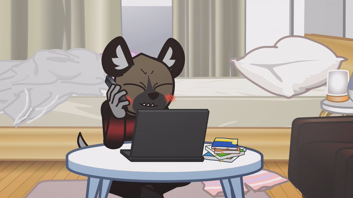 DailyHaida's tweet photo. Haida is blushing today~         
(I'm not back yet, I just felt like posting some Haida today :D)

#Haida #Aggretsuko #アグレッシブ烈子 https://t.co/l00ZmBz041