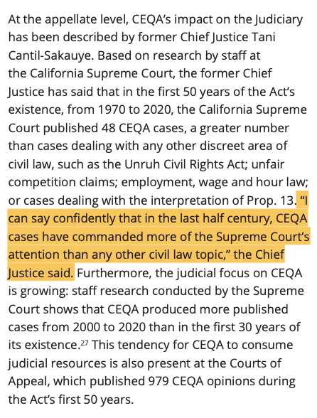 For those who doubt @Scott_Wiener's characterization of CEQA as 'the law that swallowed California,' check out this quote from the recently retired Chief Justice of the state supreme court. source: lhc.ca.gov/little-hoover-…