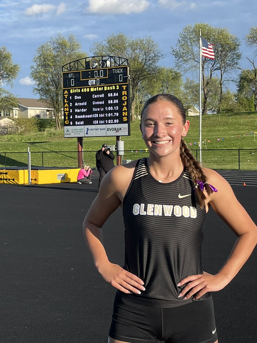 Danika punches her ticket to state with a 58.85 in the 400!