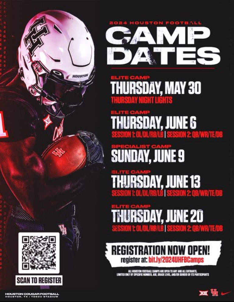 Thank you for the camp invite @Casey_Smithson @UHCougarFB can’t wait to compete ‼️