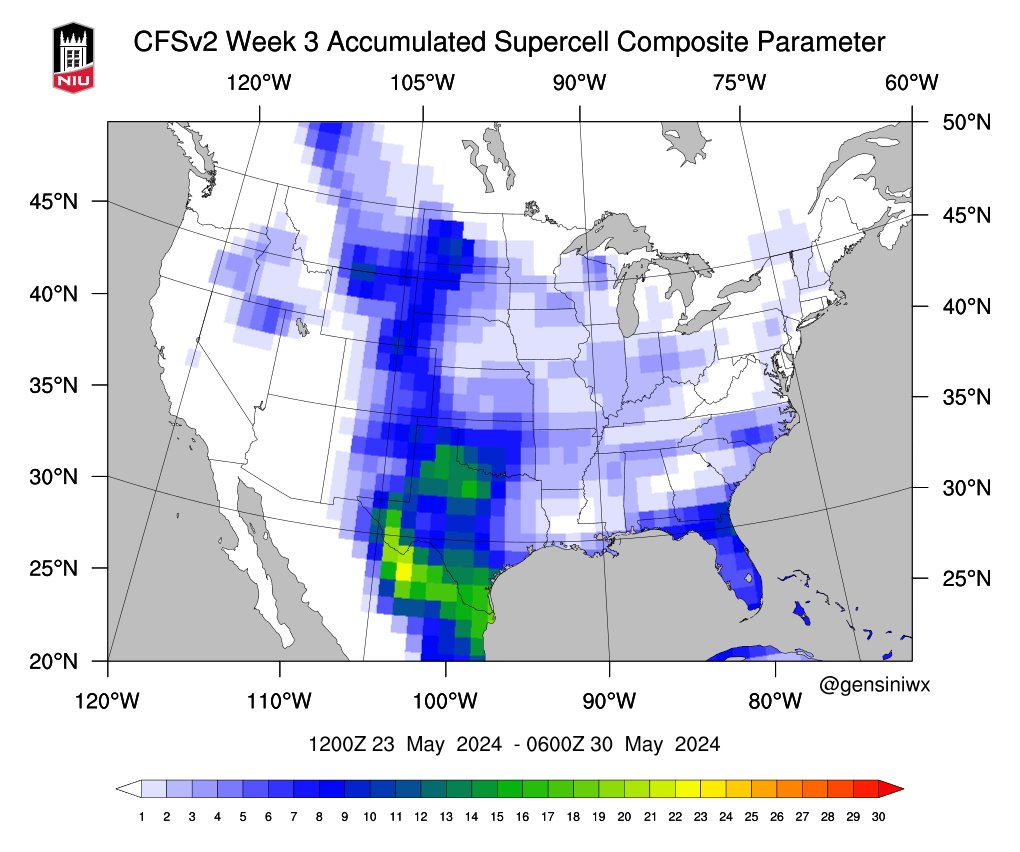 The synoptic upper-air pattern is indicating a rather zonal flow throughout the next 1-2 weeks, which should keep robust trough ejections to a minimum. This should limit major severe weather potential. Nonetheless, sub-synoptic & mesoscale features could still compensate.