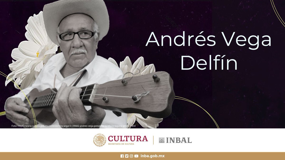 El #INBAL lamenta el deceso de Andrés Vega Delfín, quien dedicó su vida a la difusión del son jarocho tradicional. Fundador del grupo Mono Blanco, “El Güero Vega” llevó la música de su natal Veracruz a todo el mundo. Con su requinto afinado y una gran facilidad para la…