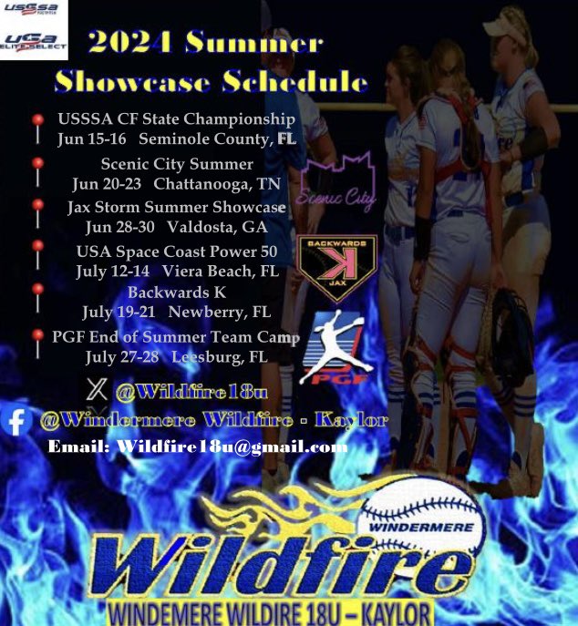 Windermere Wildfire - Kaylor (@wildfire18u) on Twitter photo Summer is right around the corner! Coaches, we invite you to all the tournaments listed to watch our players compete! We hope to see you there! 👀🔥 Go WiFi <a href="/ExtraInningSB/">EXTRA INNING SOFTBALL</a> <a href="/LegacyLegendsS1/">Legacy & Legends Softball</a> <a href="/BackwardsKJax/">Backwards K Softball</a> <a href="/ConnectSports_/">Connect Sports</a> <a href="/PGFnetwork/">PGF</a> <a href="/USSSAFastpitch/">USSSA Fastpitch</a> Summer is right around the corner! Coaches, we invite you to all the tournaments listed to watch our players compete! We hope to see you there! 👀🔥 Go WiFi <a href="/ExtraInningSB/">EXTRA INNING SOFTBALL</a> <a href="/LegacyLegendsS1/">Legacy & Legends Softball</a> <a href="/BackwardsKJax/">Backwards K Softball</a> <a href="/ConnectSports_/">Connect Sports</a> <a href="/PGFnetwork/">PGF</a> <a href="/USSSAFastpitch/">USSSA Fastpitch</a>