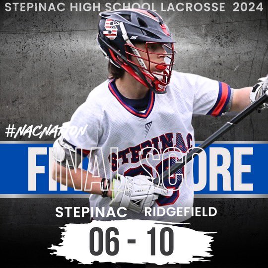 Final: Ridgefield 10 - Stepinac 6.

Tied heading into the 4th quarter, Ridgefield scores the final 4 goals to win it. Thank you to @RidgefieldAD for hosting.

Cottrell 4G
Bross 1G 2A
Mayclim 1G
Fehsal 1A
Oronzio 1A
Hodge 1A

Piekutowski 12 saves.

#NacNation @LoHudLacrosse