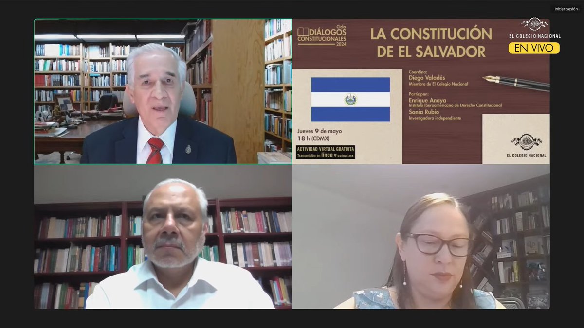#Ahora I La #Constitucion de El Salvador ha generado mucho interés, comenta @dvalades en la nueva sesión del ciclo Diálogos constitucionales. 📜 👉colnal.mx/agenda/la-cons…