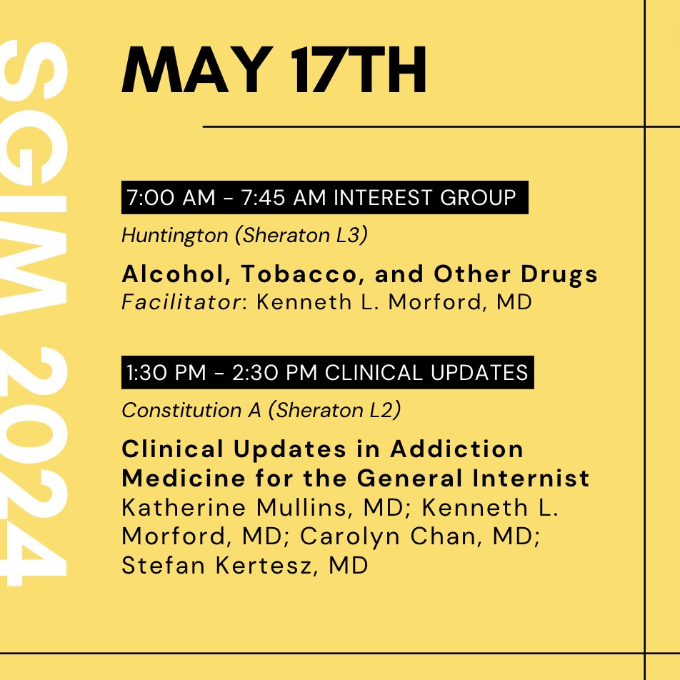 Yale Program in Addiction Medicine (@yaleadm) on Twitter photo Early bird? Join the ATOD interest group this AM, hosted by <a href="/YaleADM/">Yale Program in Addiction Medicine</a> faculty member & <a href="/Yale_CHAMPions/">Yale CHAMP Program</a> Director, Dr. Kenny Morford. In the PM, join Kenny again along with Yale addiction med fellowship alum <a href="/CarolynAChan/">Carolyn Chan MD</a>, <a href="/_kmullins_/">Katherine Mullins MD, AAHIVS</a>, & <a href="/StefanKertesz/">Stefan Kertesz, MD, MSc</a> for Clinical Updates. Early bird? Join the ATOD interest group this AM, hosted by <a href="/YaleADM/">Yale Program in Addiction Medicine</a> faculty member & <a href="/Yale_CHAMPions/">Yale CHAMP Program</a> Director, Dr. Kenny Morford. In the PM, join Kenny again along with Yale addiction med fellowship alum <a href="/CarolynAChan/">Carolyn Chan MD</a>, <a href="/_kmullins_/">Katherine Mullins MD, AAHIVS</a>, & <a href="/StefanKertesz/">Stefan Kertesz, MD, MSc</a> for Clinical Updates.