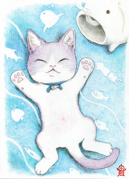 「瞑目 白い猫」のTwitter画像/イラスト(新着)