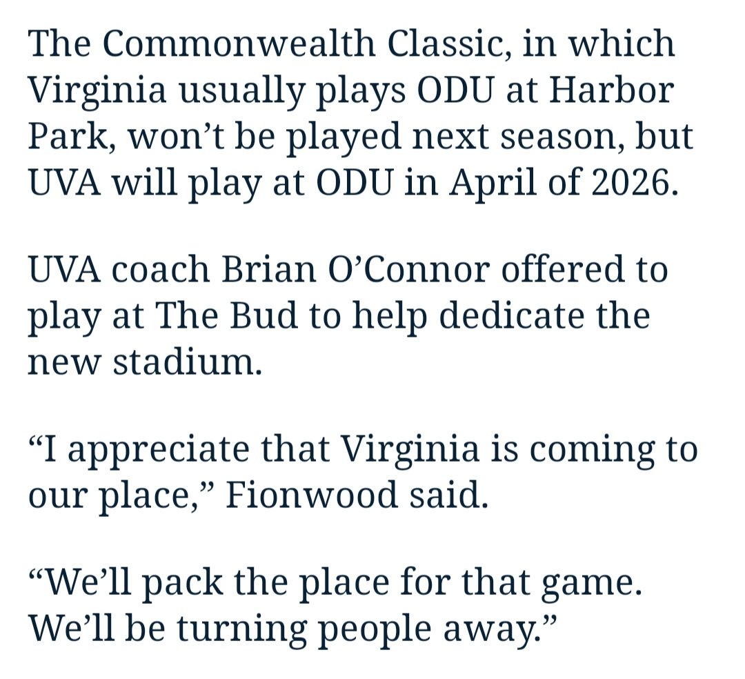 Really neat info from this excellent @Harry_MiniumODU article, @UVABaseball will play at the newly renovated @ODUBaseball ballpark in 2026.