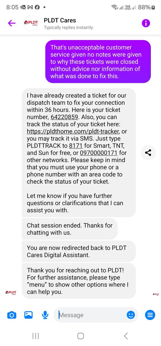 rivavlis's tweet photo. Seriously @PLDT_Cares @PLDTHome 3 tickets raised for the same concern and your CSR will say beyond her means to check what happened? 

She closed my chat without explaining further!!!! https://t.co/sWZRsZ5nvL