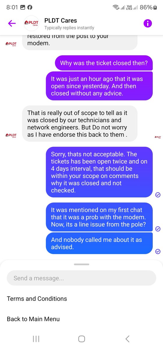 rivavlis's tweet photo. Seriously @PLDT_Cares @PLDTHome 3 tickets raised for the same concern and your CSR will say beyond her means to check what happened? 

She closed my chat without explaining further!!!! https://t.co/sWZRsZ5nvL