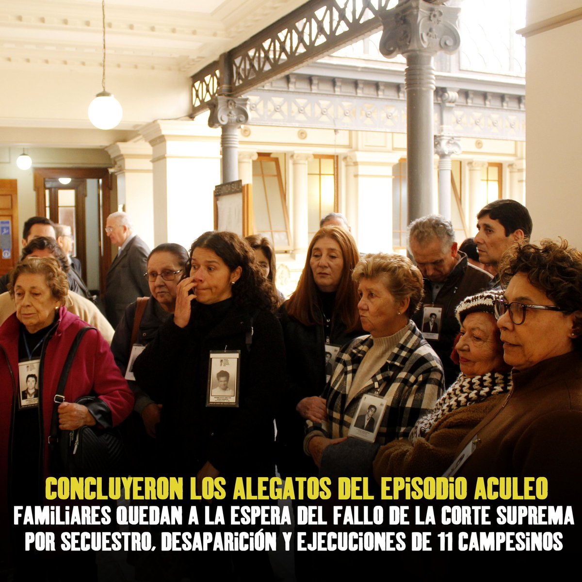 MemorialdePaine's tweet photo. 🔴NOTA: https://t.co/TDfhymJXnP
Con masiva presencia de familiares, C. Suprema finalizó vista de la causa “Episodio Aculeo”, que busca sancionar a los genocidas que participaron de la ejecución y desaparición de 11 campesinos en 1973
#DDHH #Aculeo #Suprema #Justicia #NuncaMás https://t.co/Mv6BOR9bIG