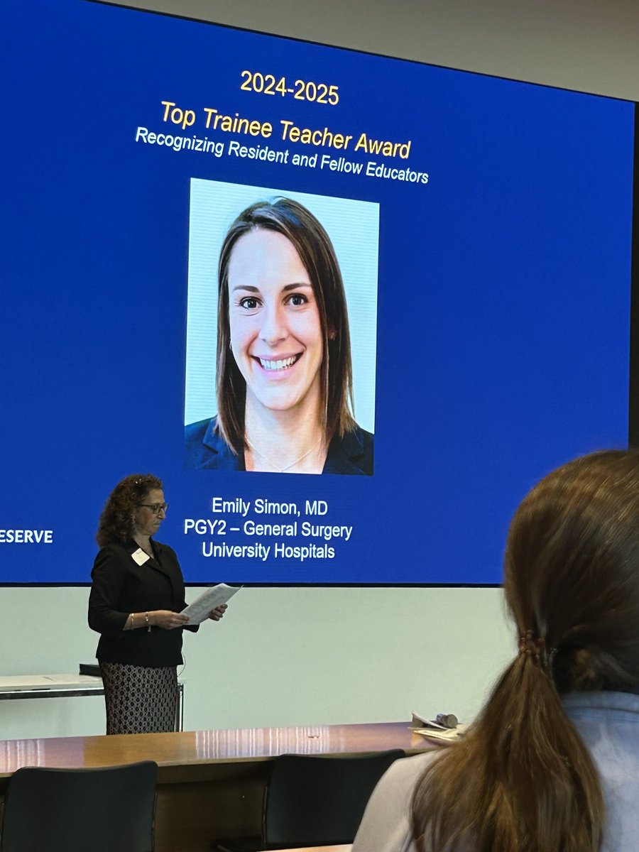 UHSurgeryRes's tweet photo. A HUGE congratulations to PGY2s #EmilySimon and @erikrisa1 for receiving the top trainee teacher award through @CWRUSOM today! We are so proud of you both for not only being excellent surgeons, but also for being outstanding educators! You make us proud #residentsasteachers https://t.co/7g4IoUcWp0