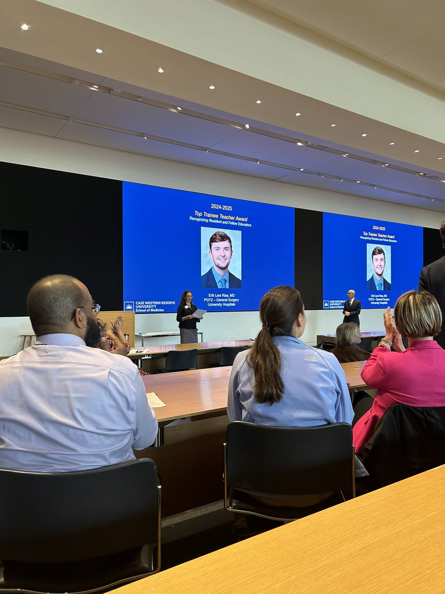 UHSurgeryRes's tweet photo. A HUGE congratulations to PGY2s #EmilySimon and @erikrisa1 for receiving the top trainee teacher award through @CWRUSOM today! We are so proud of you both for not only being excellent surgeons, but also for being outstanding educators! You make us proud #residentsasteachers https://t.co/7g4IoUcWp0