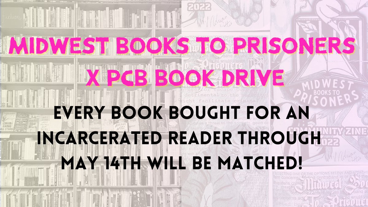 Help @MidwestBooks2P support incarcerated readers! Every book bought from the registry below for incarcerated readers will be matched. Your donation can go twice as far towards helping incarcerated readers access the reading material of their choosing. pilsencommunitybooks.com/gift-registry/…