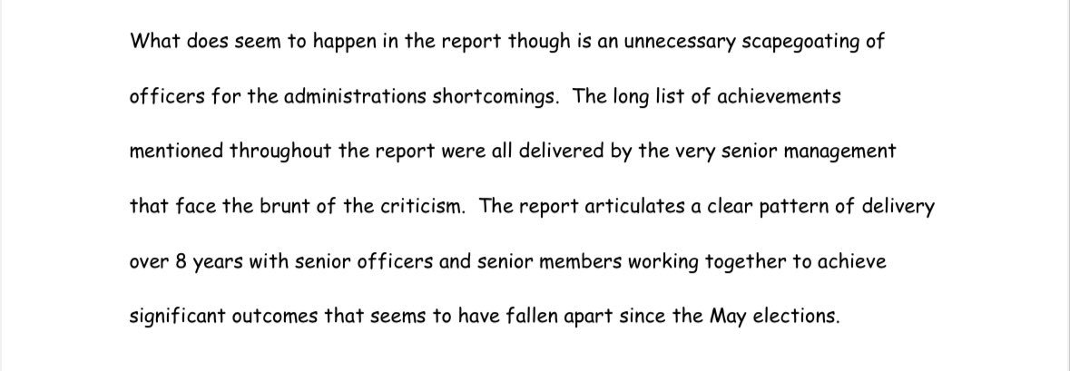 My comments tonight about the peer review (now censored). I was interrupted from saying this because it criticised officers … go figure - 5 points to anyone who can see criticism of officers in this statement #gaslighting