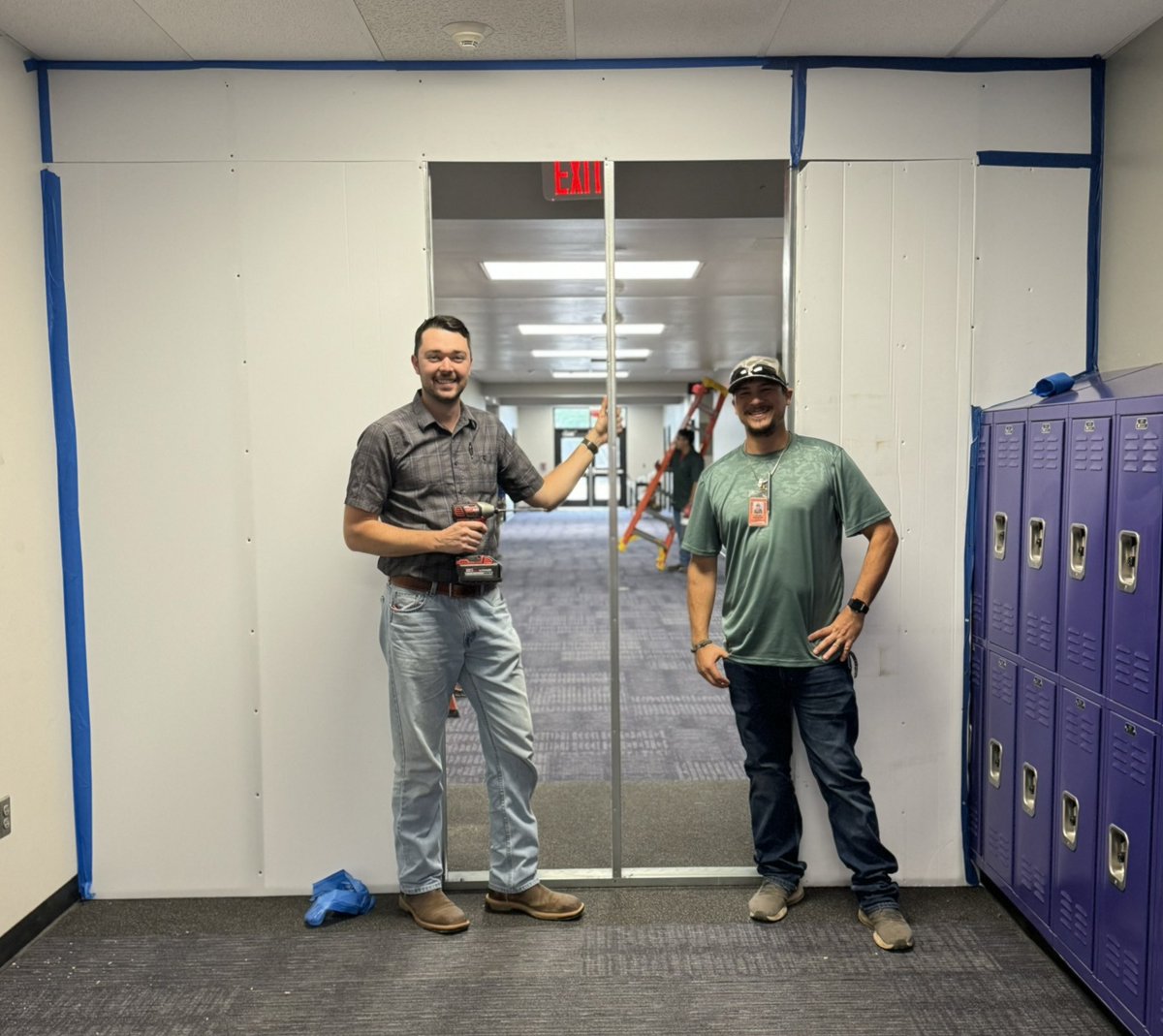 We are 1️⃣ school day away from being in this new space! The students got SO excited to see how beautiful it is. These two men have worked incredibly hard to get our campus ready. Not gonna lie…they are doing to miss us when this project done. 💜 @MDJH_Panthers