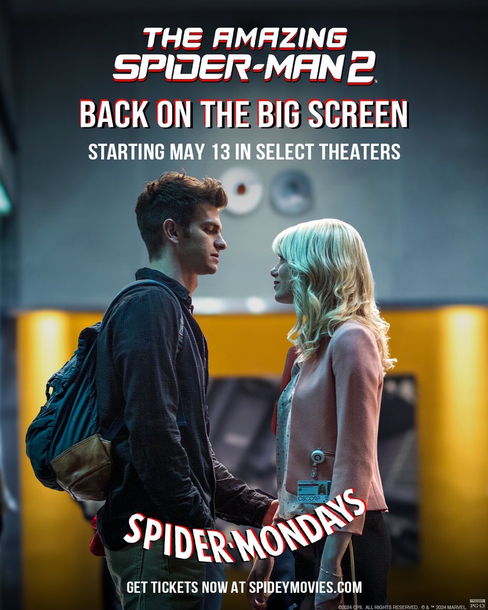 Start mentally preparing now. #TheAmazingSpiderMan2 is BACK in select theaters beginning Monday for a limited time. Get tickets: spideymovies.com
