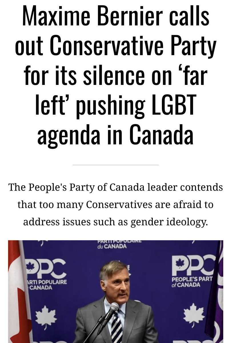 “There is no woke wing within the PPC.”

Maxime Bernier calls out Conservative Party for its silence on ‘far left’ pushing LGBT agenda in Canada - @LifeSite