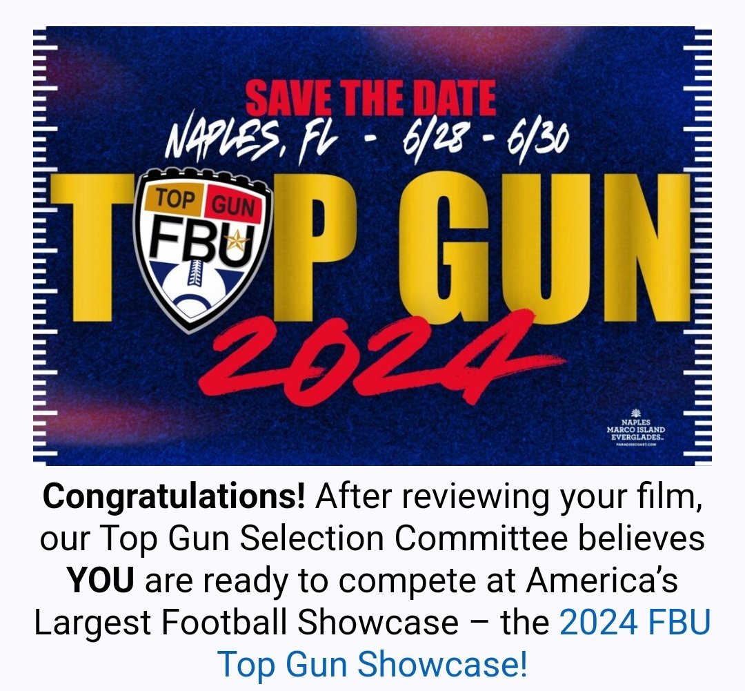 troydwilliamsjr's tweet photo. Thank you @FBUcamp for the official invite! See you guys next month down in Naples! 🙏🏾

@Hagerty_FB @1CoachQ @Ath_Dynasty @Coach_Bock @doccoop22 @Excelspeed12 @Rod121Lindsey @CenFLAPreps @fhsaa_fball 

#classof27 #campready #topgun #fbu https://t.co/YXnZL8EQpO