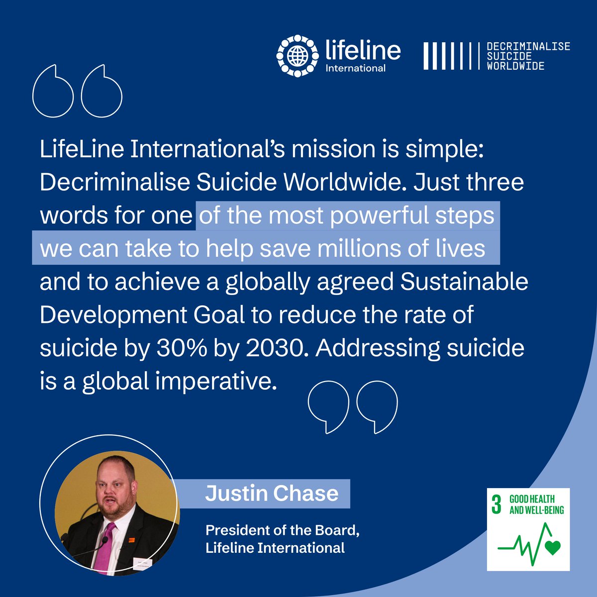 LifeLine International (@lifelineint) on Twitter photo Working together, there is a clear pathway to lasting and meaningful change in #SuicidePrevention
Find out how you can help to #DecriminaliseSuicideWorldwide at 25crimes.org
<a href="/justinchaseaz/">Justin Chase</a> <a href="/GlobalGoalsUN/">Global Goals</a>
#SDGs #GlobalGoals Working together, there is a clear pathway to lasting and meaningful change in #SuicidePrevention
Find out how you can help to #DecriminaliseSuicideWorldwide at 25crimes.org
<a href="/justinchaseaz/">Justin Chase</a> <a href="/GlobalGoalsUN/">Global Goals</a>
#SDGs #GlobalGoals