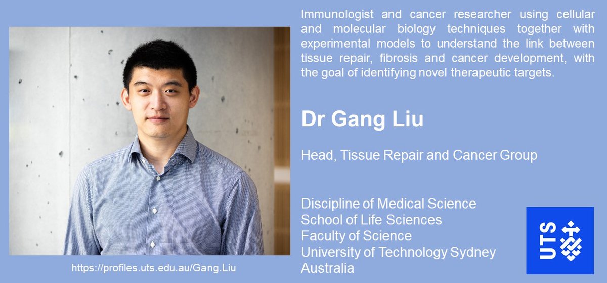 Welcoming @Dr_GangLiu to the Metabolic Disorders & Cancer theme of our Discipline, teaching & establishing his research group - Tissue Repair & Cancer Group. He's an immunologist applying his knowledge to understanding links between tissue repair, fibrosis & cancer. Welcome Gang!