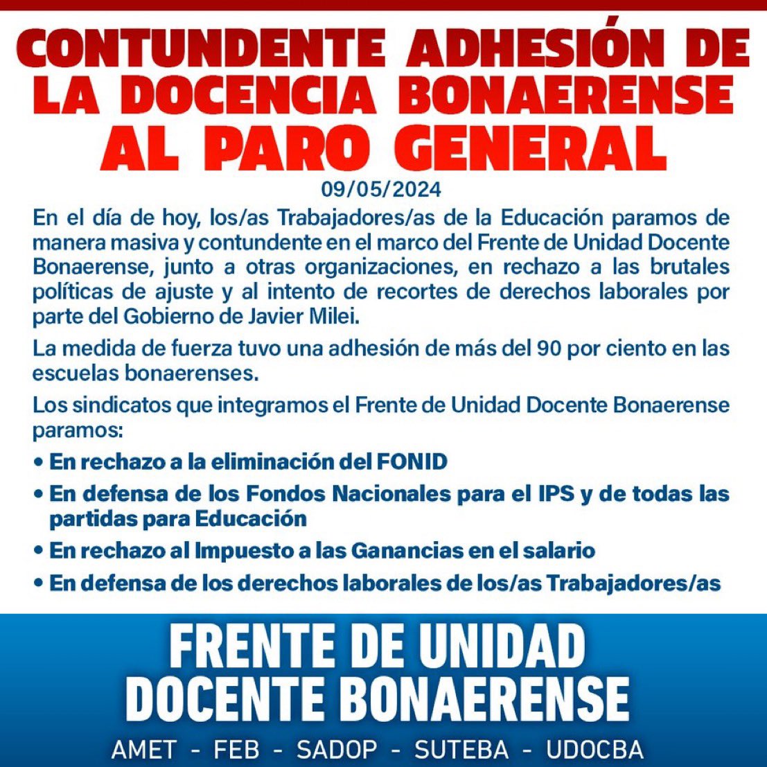 🔴Contundente adhesión de la docencia bonaerense al #ParoGeneral udocba.org.ar/noticia.php?id…