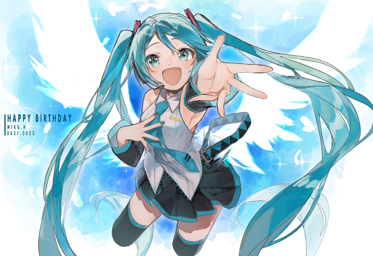 hatsune miku 1girl solo long hair looking at viewer blush smile open mouth  illustration images