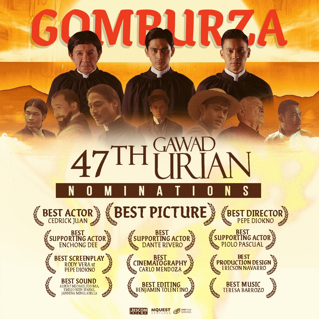 MAS NAKAKAPAGPA-ALAB NG PUSO ITO! ❤️‍🔥❤️‍🔥❤️‍🔥

NANGUNA ang 'GOMBURZA' sa may pinakamaraming nominasyon sa 47th Gawad Urian! Labindalawang nominasyon ang natanggap ng 'Biggest Historical Film of the New Decade' sa iba't ibang kategorya. #GomBurZaFilm