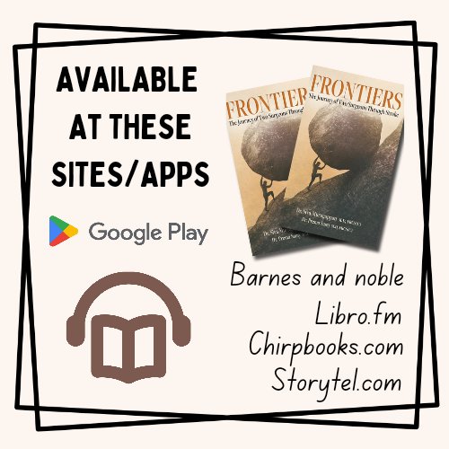 AVAILABLE NOW AS AN AUDIOBOOK!!
You can now listen to an audio version of Dr. Siva Murugappan and Dr. Prema Samy's book - Frontiers: The Journey of Two Surgeons Through Stroke.
Have you been wanting to read it, but have such a busy lifestyle? Now, here's your chance!
#audiobook