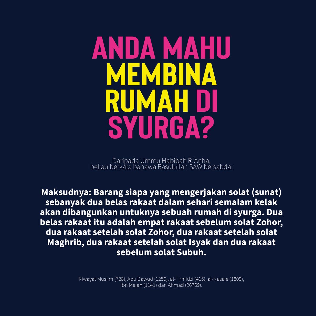 Cara mudah bina rumah di syurga? Segalanya termuat dalam Ensiklopedia Solat Sunat susunan @drzul_albakri 10 jenis solat sunat dikupas dengan perbahasan yang mendalam dari sudut fiqh dan fadhilatnya berdasarkan al-Qur’an dan al-Sunnah. Dapatkan di bukudrzulkiflialbakri.onpay.my/order/form/ens…