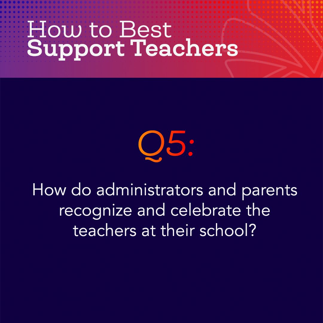 On to Q5! - #TeachingChannelTalks Q5: How do administrators and parents recognize and celebrate the teachers at their school?