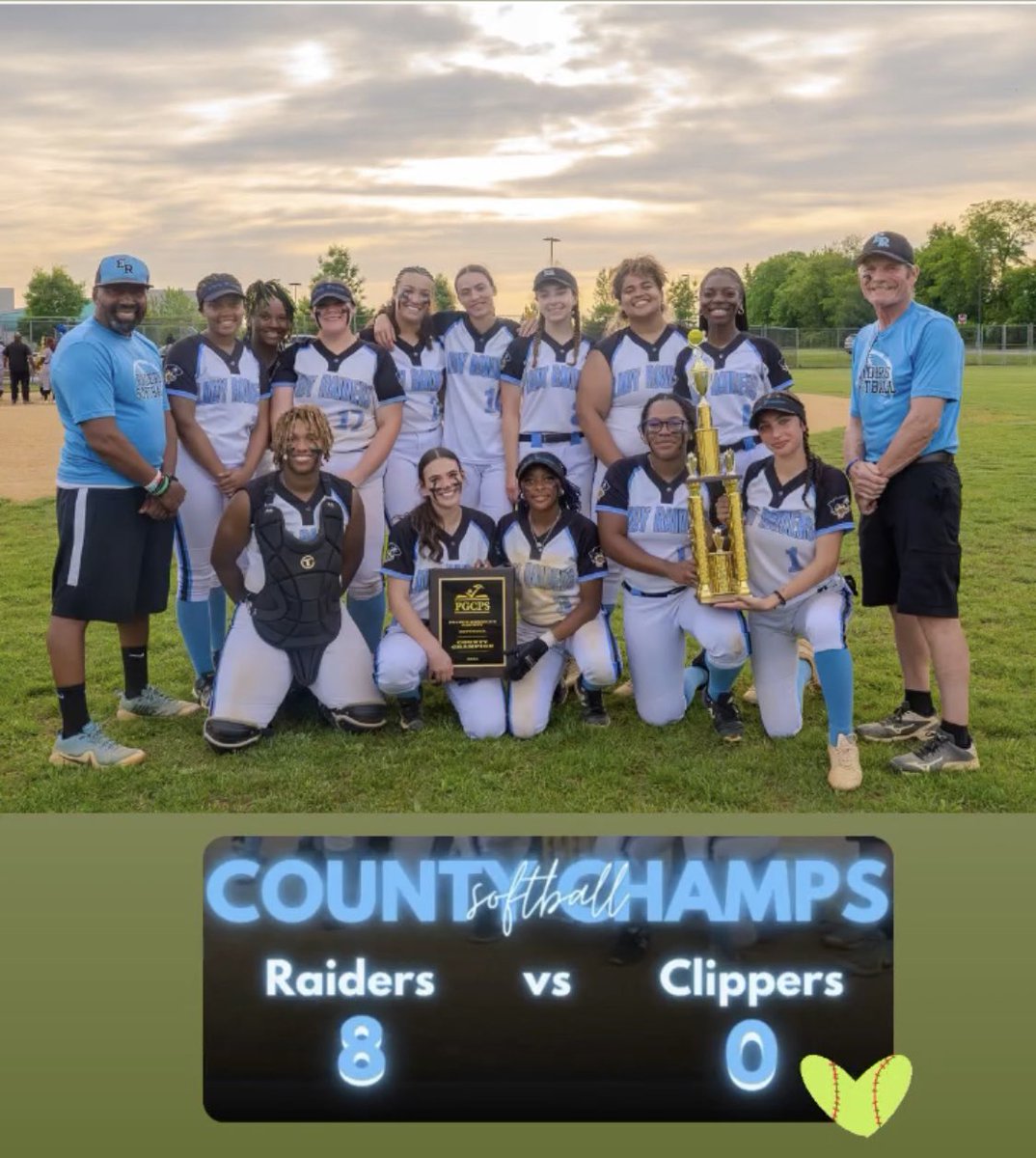 Eleanor Roosevelt HS won the Prince George’s County Championship vs Oxon Hill 8-0, completing an historic season with #1 Division Ranking going undefeated at 23-0. #HSsoftball #pgcpsproud @WOWS2023 @AcesSpotlight @Softball_Home @AScholarsBrand
@CoastRecruits 
@DirectRecruits