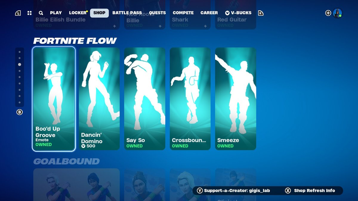 Got Billie's bundle and the Boo'd up Groove emote using @gigis_lab code 💜💚🫶