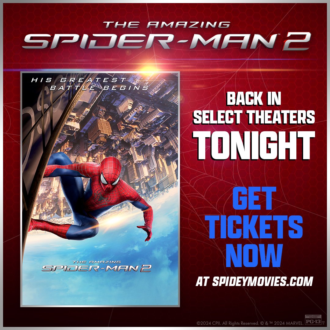 Experience the emotional end one more time. #TheAmazingSpiderMan2 is BACK in select theaters beginning tonight for a limited time. Get tickets: spideymovies.com