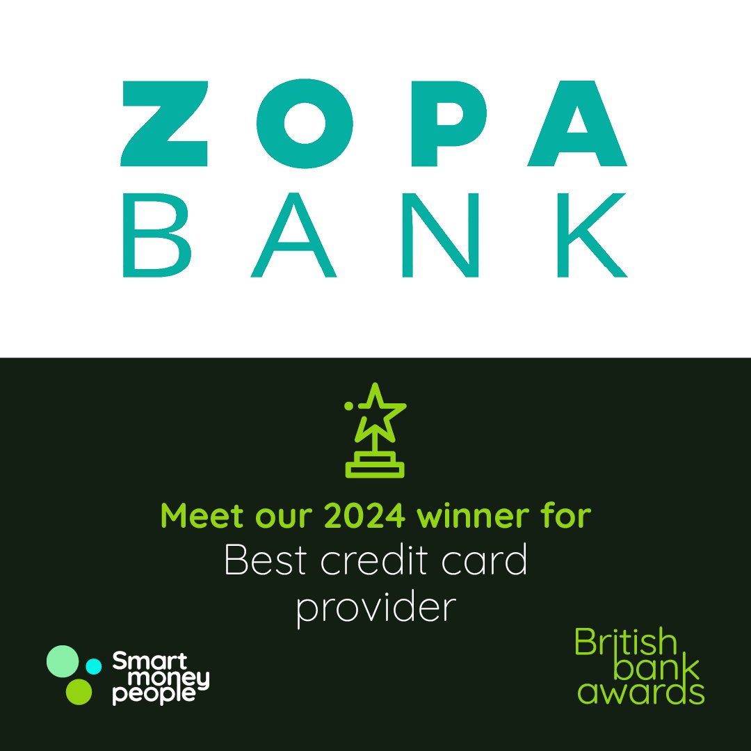 Congratulations 🎉 The British bank awards 'Best credit card provider' winner is @Zopa 🏆 #BBA2024 #Winner