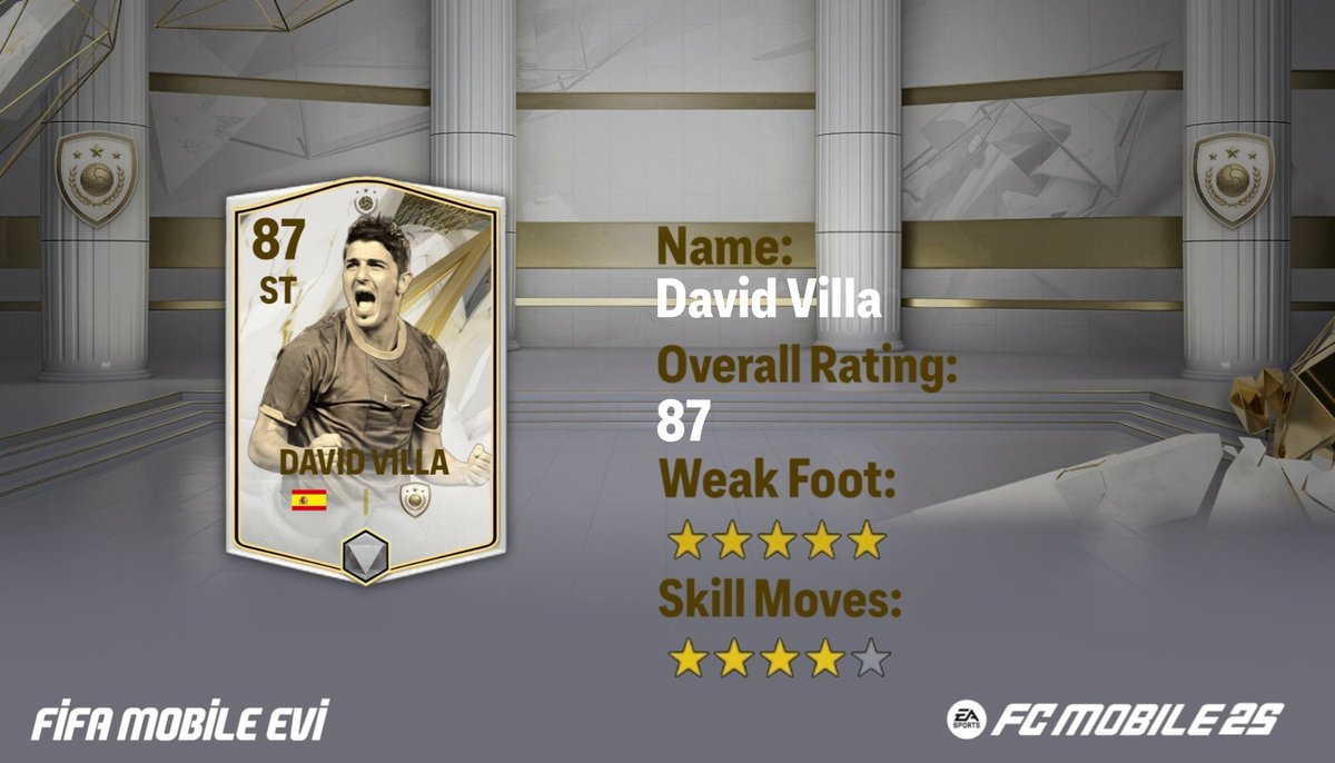 Future Icon David Villa ın FC mobile 

There are leaks that many icons will come to FC 25, but do you want to see Gareth Bale as an icon ? 🤔

@enezsarioglu @MadridistaaFC @khoonigamingg @FirstHalfYT @Nakata767
#fc25 #davidvilla #FCMobile #FC24 #easports